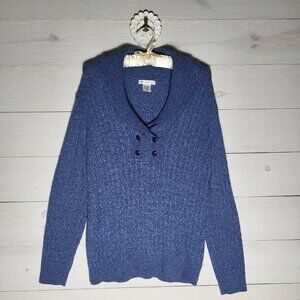 Rebecca Malone Sweater Cable Knit Cozy Cotton Nautical Coastal Cabincore.